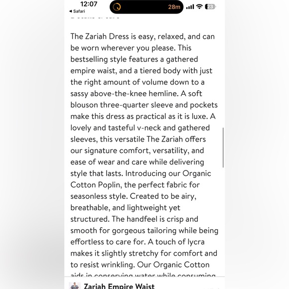 Leota Zariah Empire Waist Mini Dress 2X Floral Cotton Pockets - Picture 8 of 10